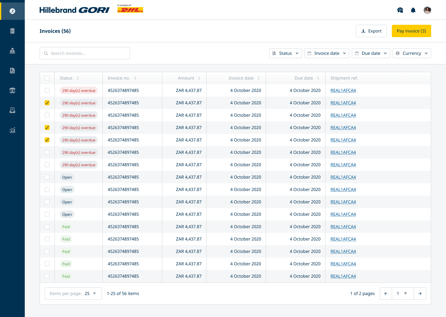Invoices and payments 